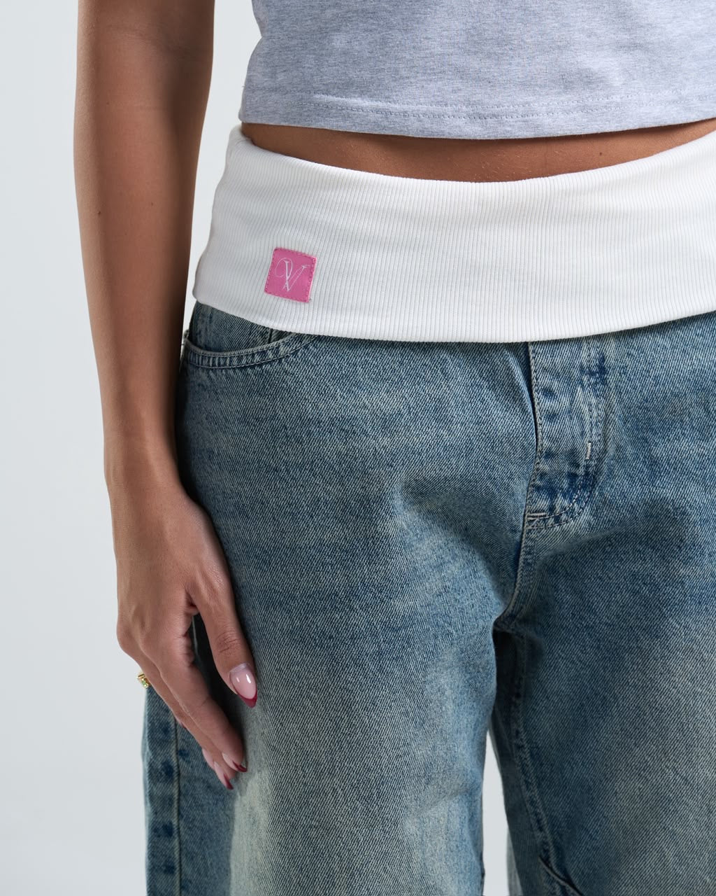 Blue Fold over jeans