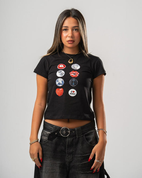 BLACK V BABY TEE