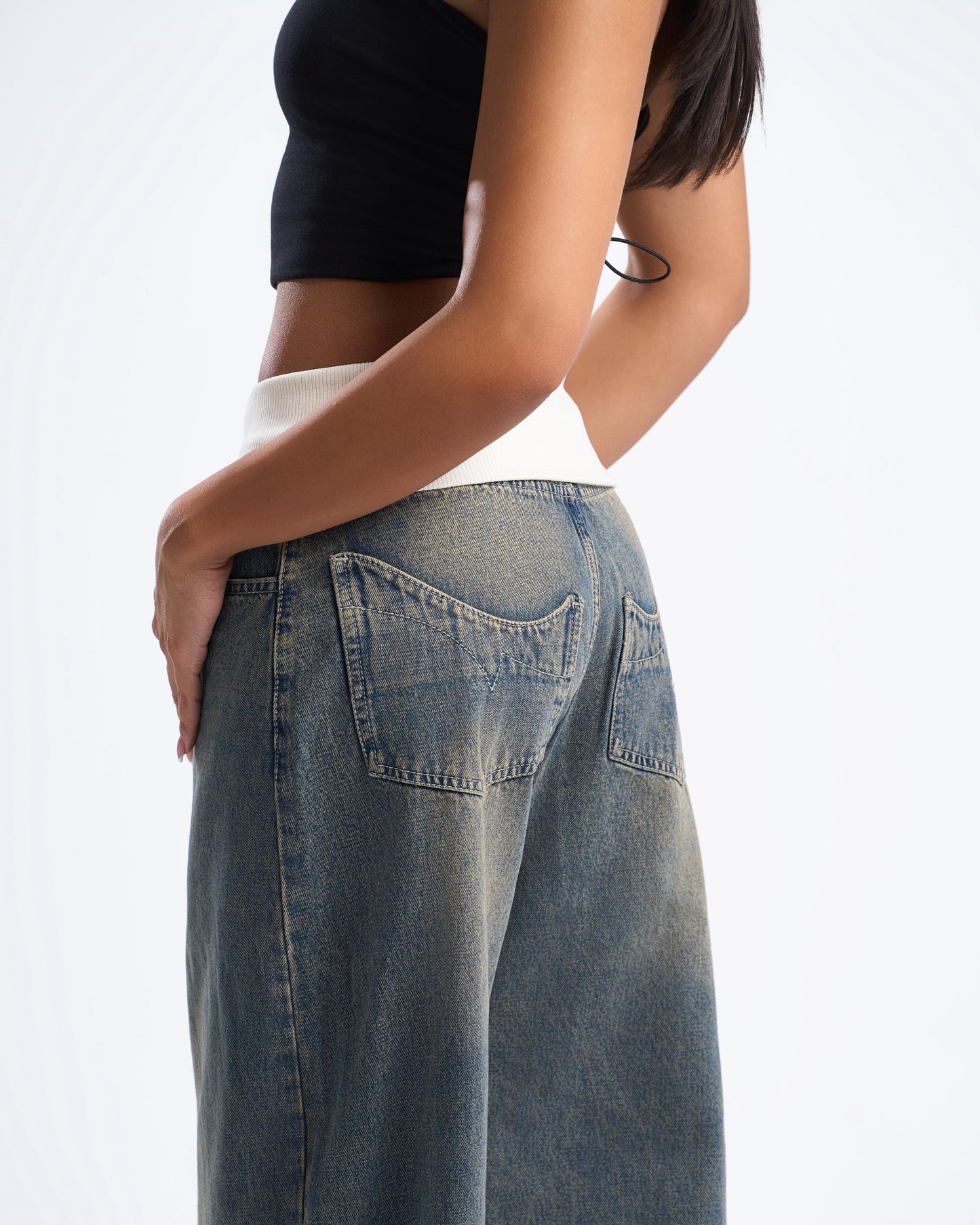 Blue Fold-Over Jeans