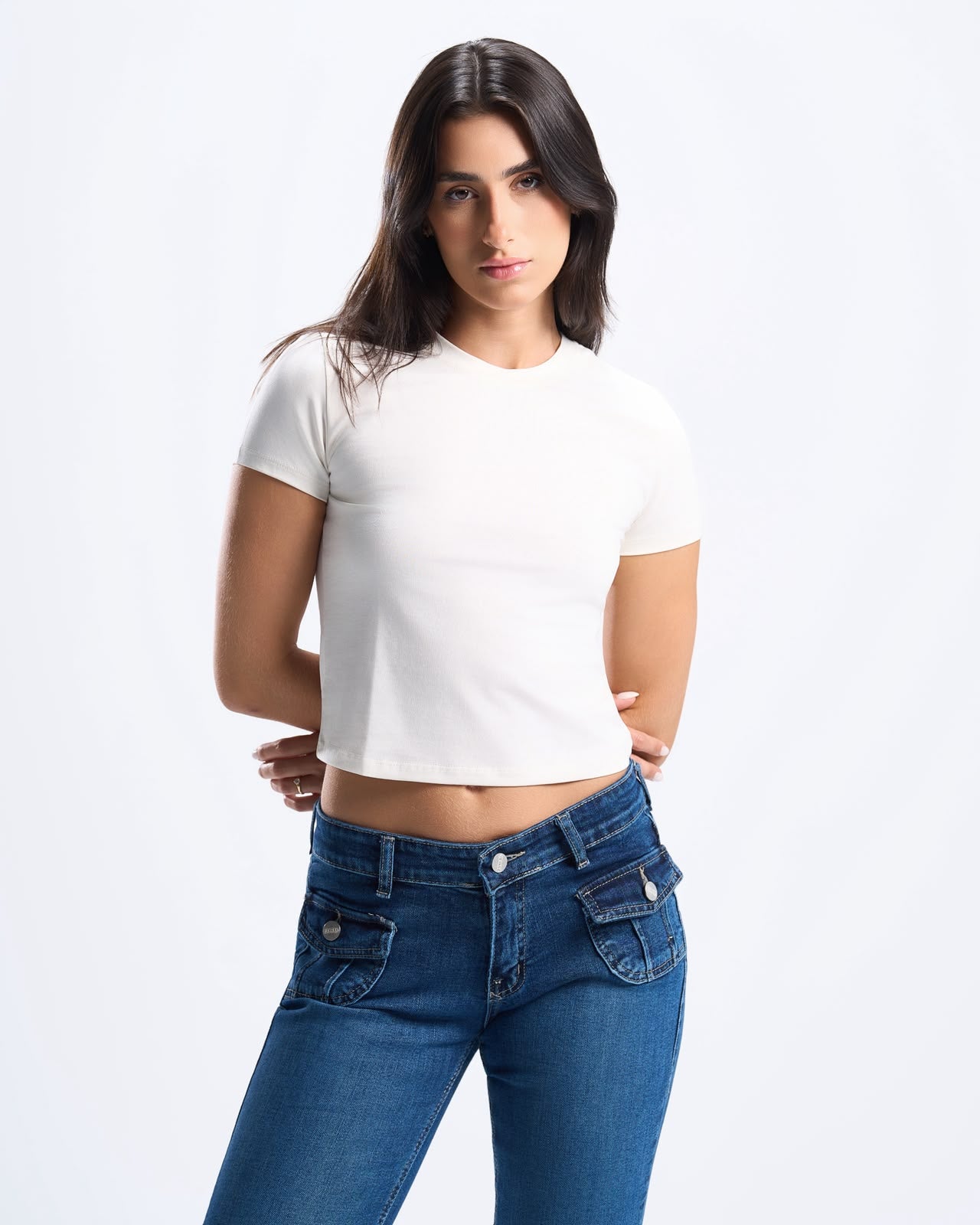 White Basic Fitted Top